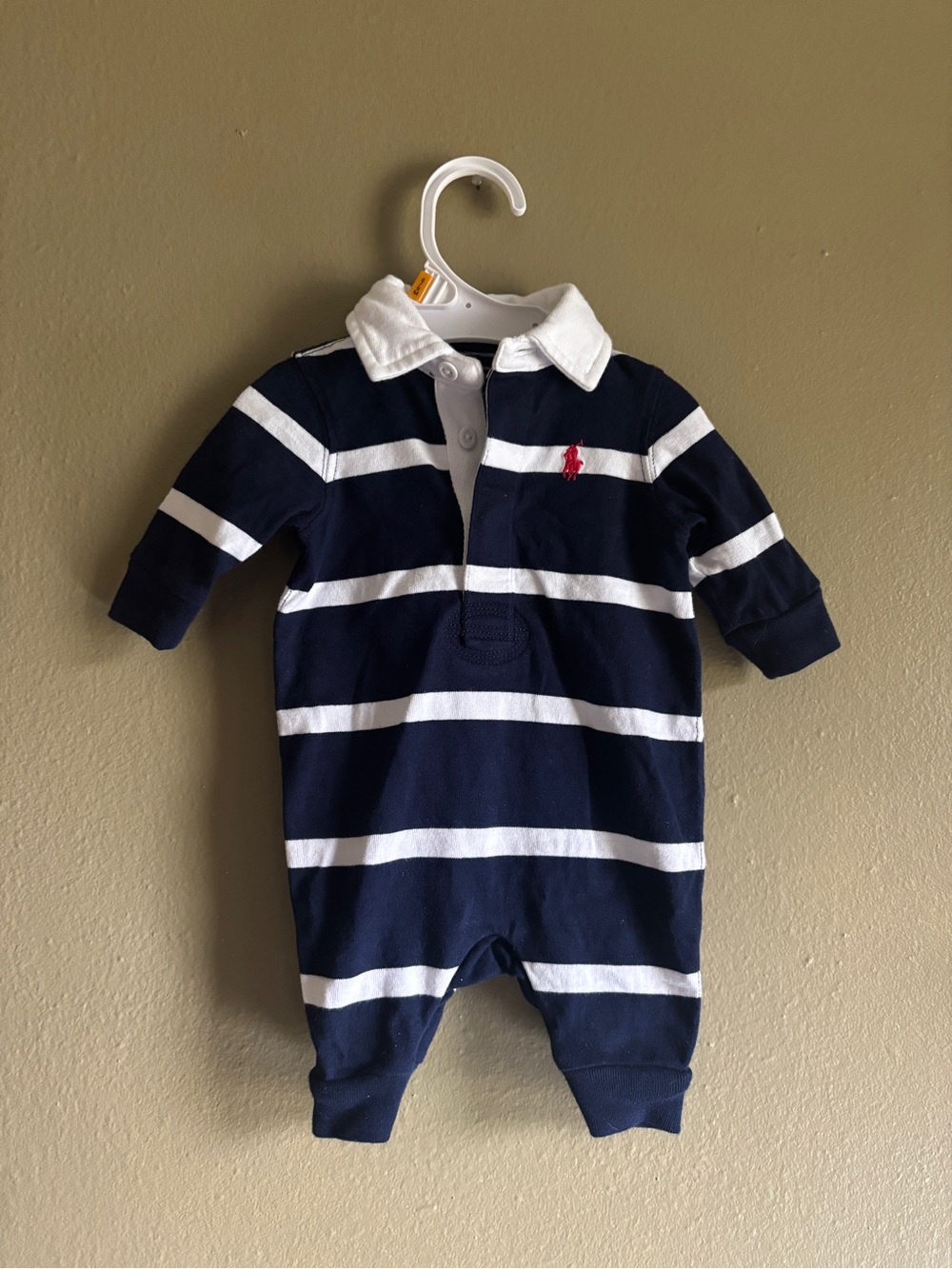 Polo by Ralph Lauren Navy & White Newborn Onesie